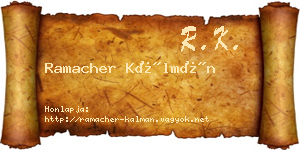 Ramacher Kálmán névjegykártya